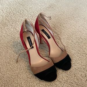 White House Black Market Red and Black Sandals